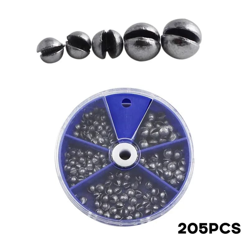 Plombs de pêche 205 pièces avec boîte de rangement pour lancer et pêche en eau profonde