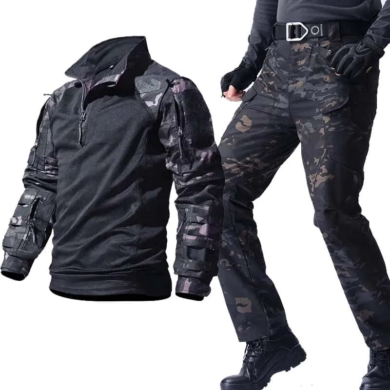 Ensemble pêche tactique complet avec poches multiples pour pêcheurs professionnels et passionnés