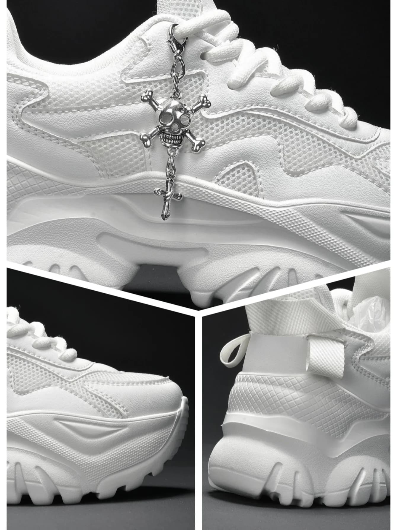 Chaussures vulcanisées femme plateforme blanche pour pêche punk style Halloween confort léger