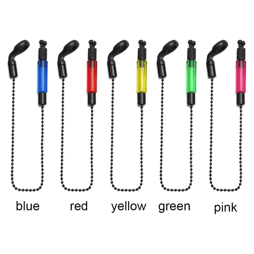 Indicateur de touche carpe avec chaîne en acier - Set d'alarme de pêche 4 couleurs