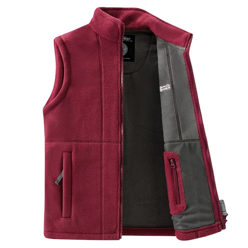 Veste polaire sans manches homme épaisse coupe-vent col montant pour pêche d'automne