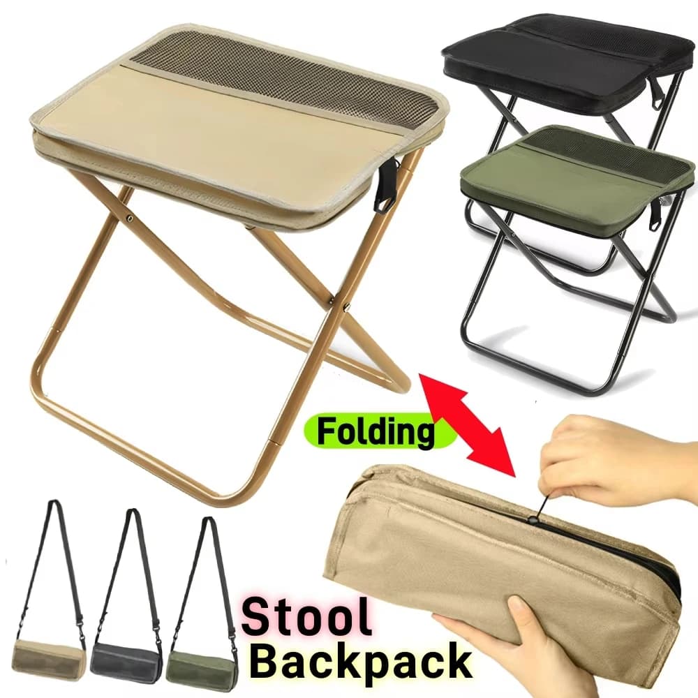 Tabouret pliant pêche randonnée camping avec sac bandoulière portable pour stockage