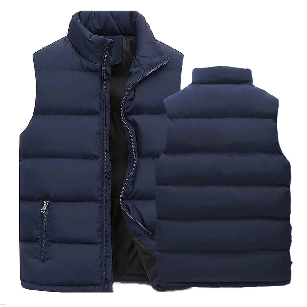 Veste sans manches imperméable pour homme - Veste polaire chaude à col montant pour l'automne et l'hiver