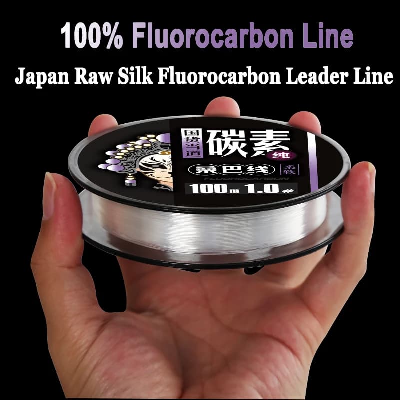 Ligne fluorocarbone pêche leader 50m 100m haute résistance 2 à 84lb pour carnassiers truite