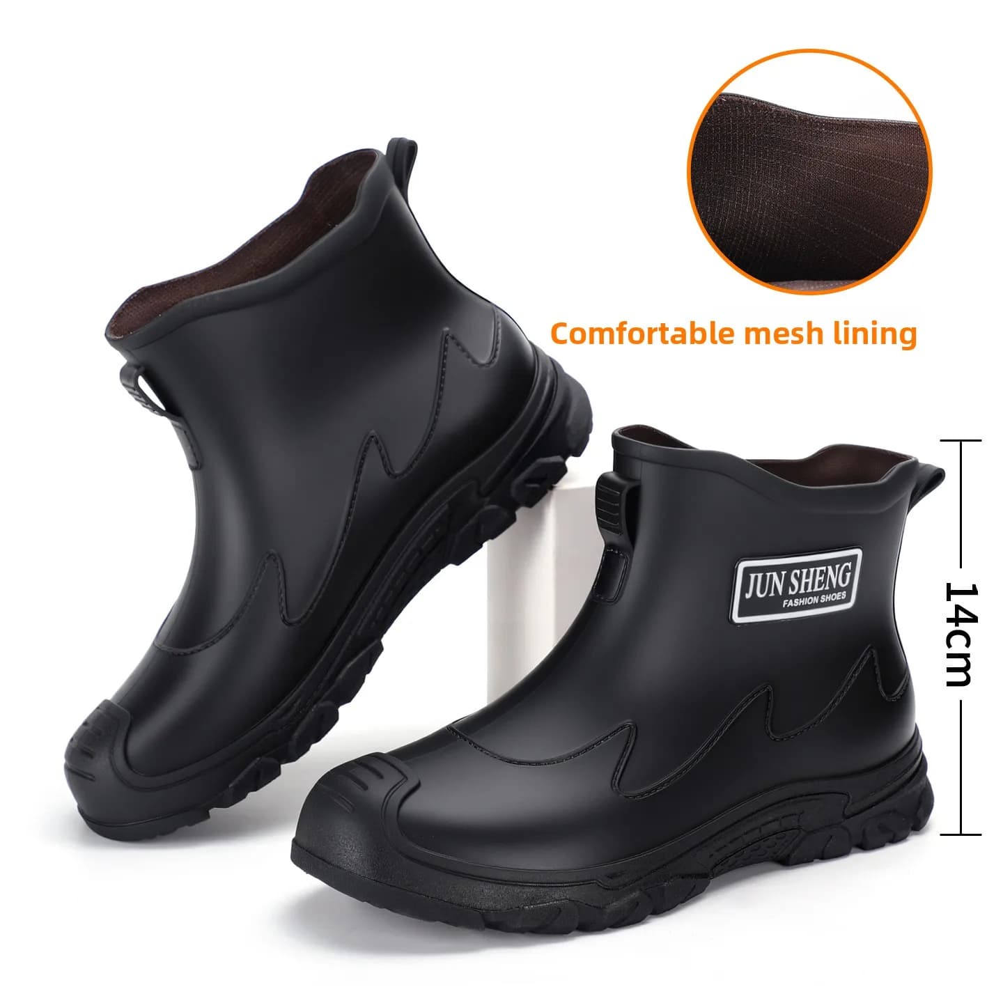 Bottes de pluie courtes unisexes grises anti-dérapantes pour pêche et vélo résistantes en plastique