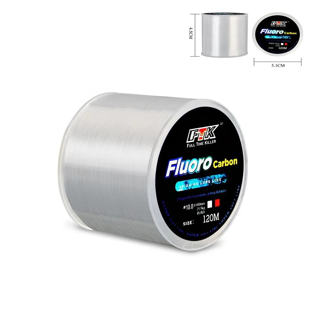 Fluorocarbone #10.0 120M - Ligne de pêche haute résistance 21.5kg pour distance de lancer maximale