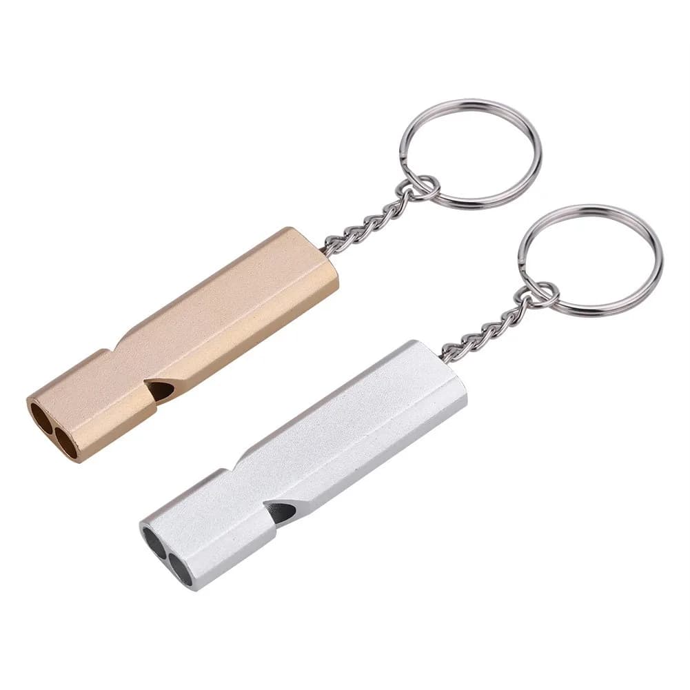 Sifflet de survie SOS 120db double tube aluminium - Accessoire camping pêche portable sécurité