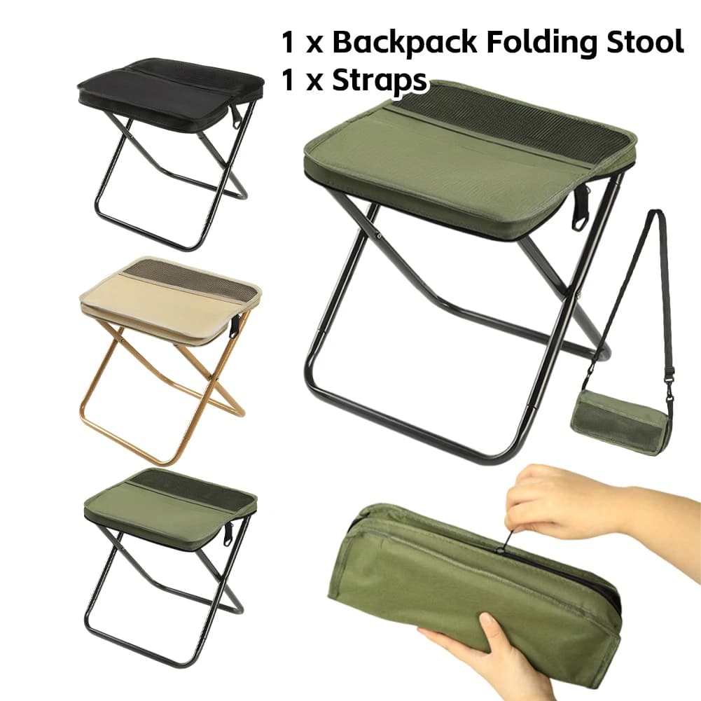 Chaise pliante avec rangement intégré et filet pour pique-nique, jardinage et pêche