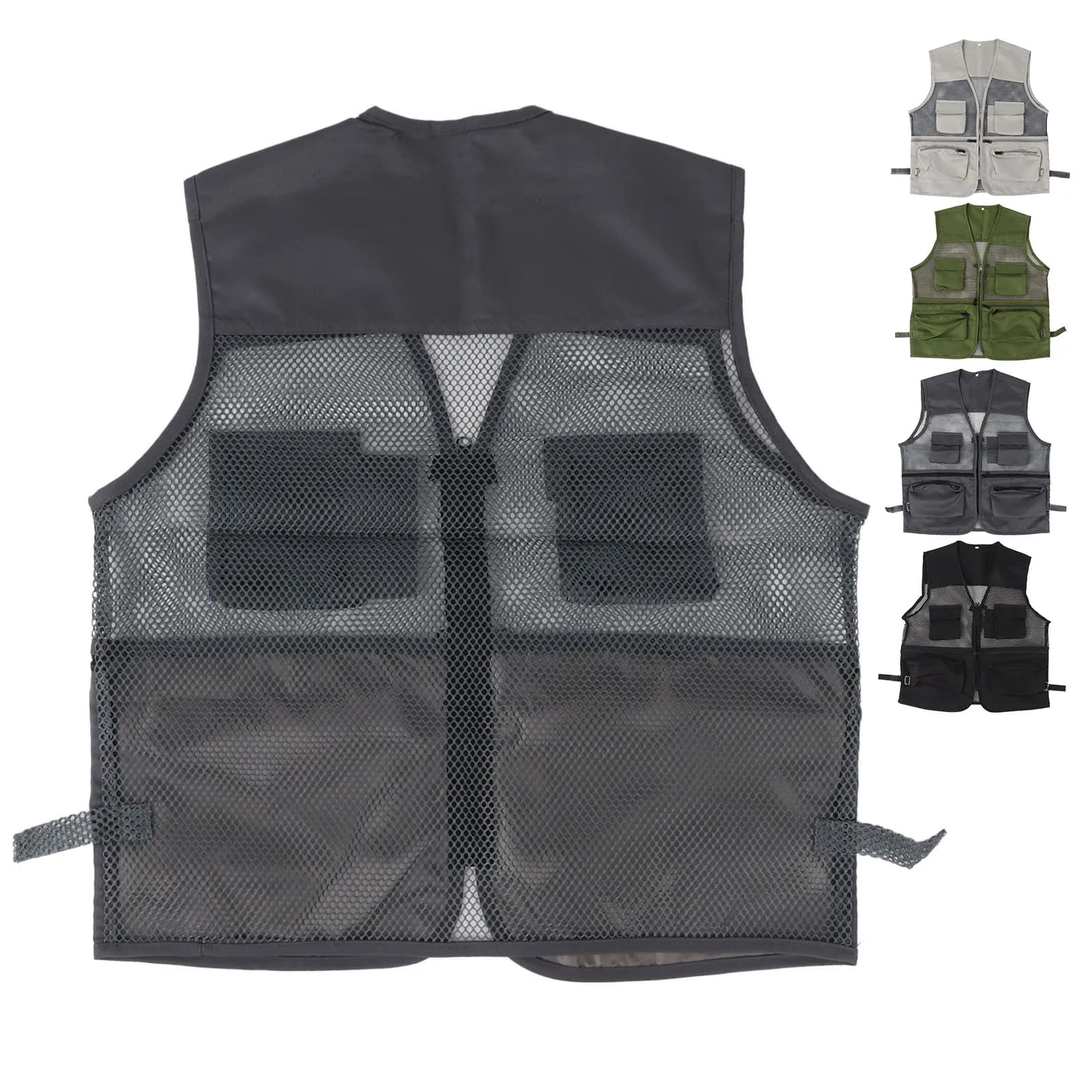 Veste de pêche militaire respirante avec multiples poches pour activités de plein air