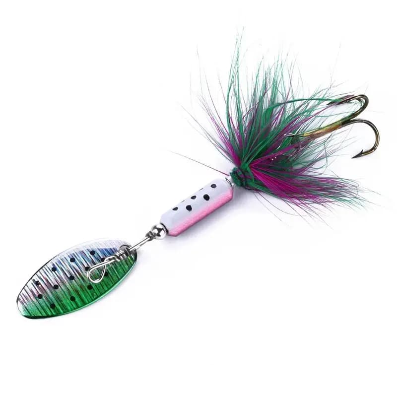Leurre métal VIB 3,5g avec plumes et paillettes pour la pêche du bar et black bass