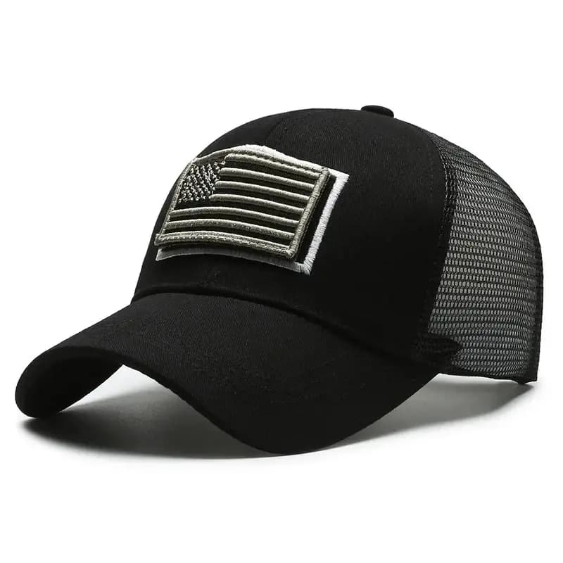 Casquette baseball drapeau américain camouflage broderie velcro pêche extérieure homme protection sol