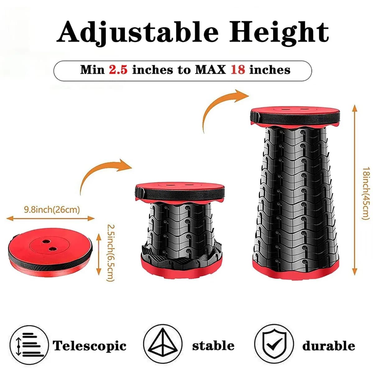 Tabouret de camping télescopique ultra-léger et pliable - Siège portable pour randonnée, pêche et plage