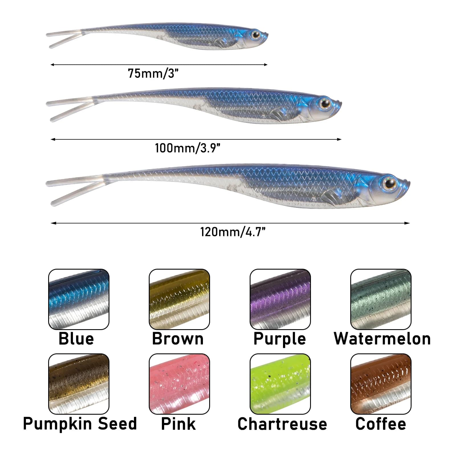 Leurre souple silicone Fork Tail pour pêche en mer et eau douce, appât souple sans herbe