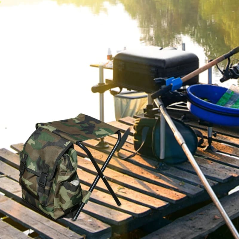 Chaise de pêche pliante robuste et confortable - Siège randonnée avec sac à dos portable économique