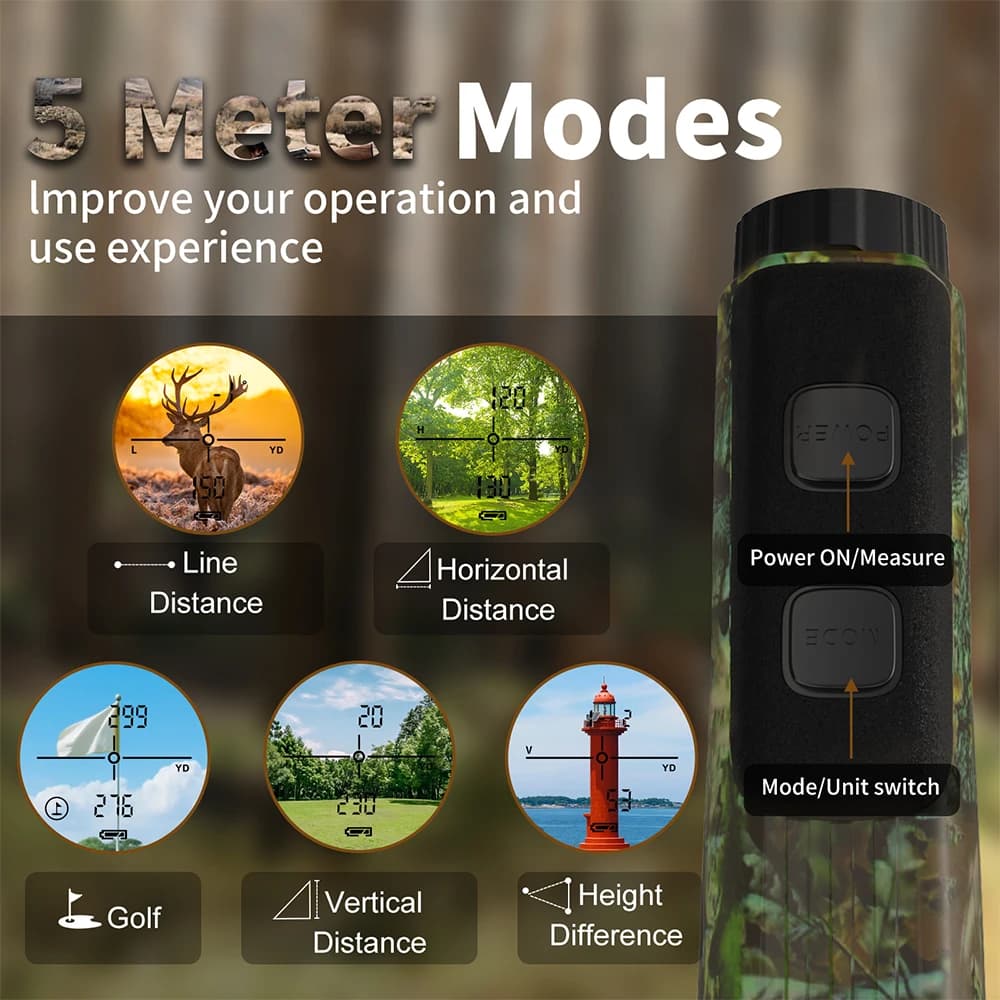 Télémètre laser camouflage pour pêche - 7500 yards de portée, rechargeable avec verrouillage cible