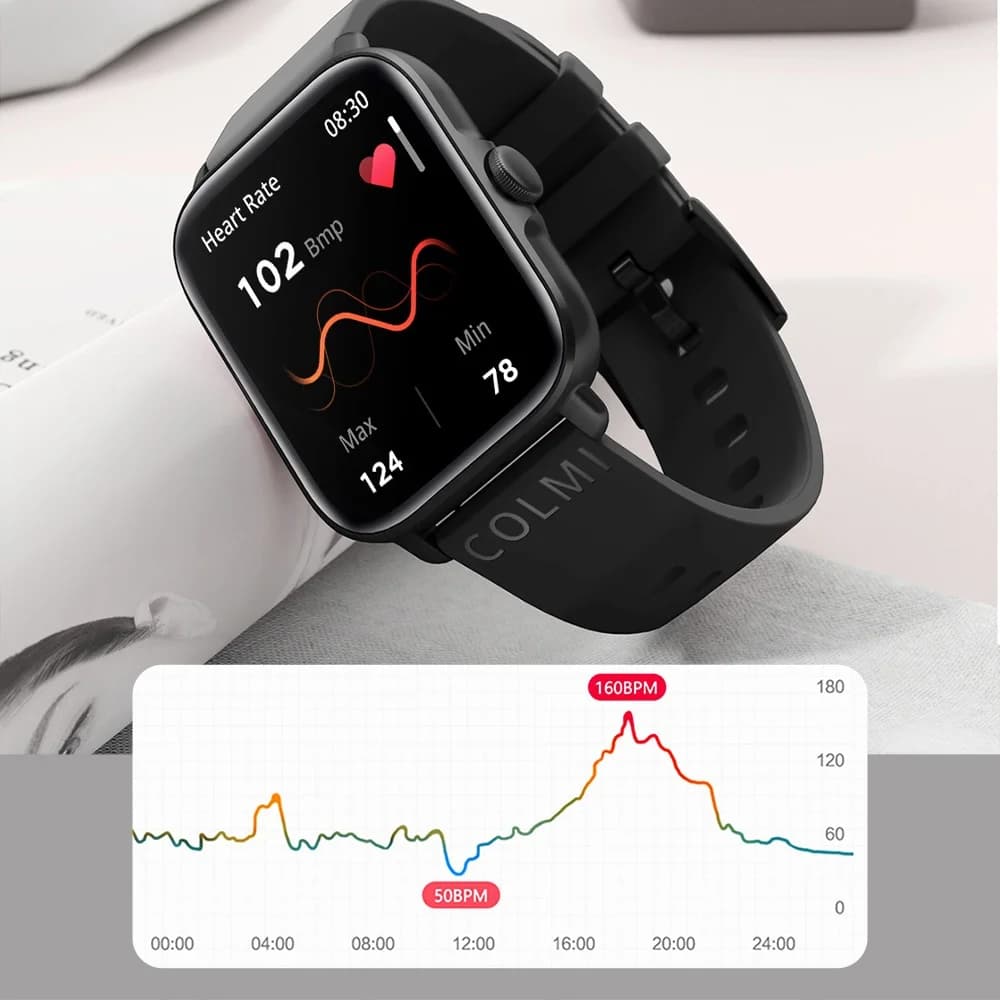 Smartwatch COLMI P28 Plus réponse appels Bluetooth étanche IP67 compatible Android iOS montre homme femme