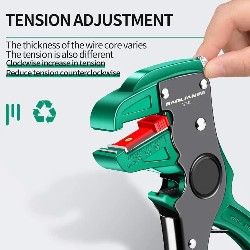 Pince à dénuder automatique multifonction pour électricien - Dénudeur réglable longueur avec coupe-fil plat