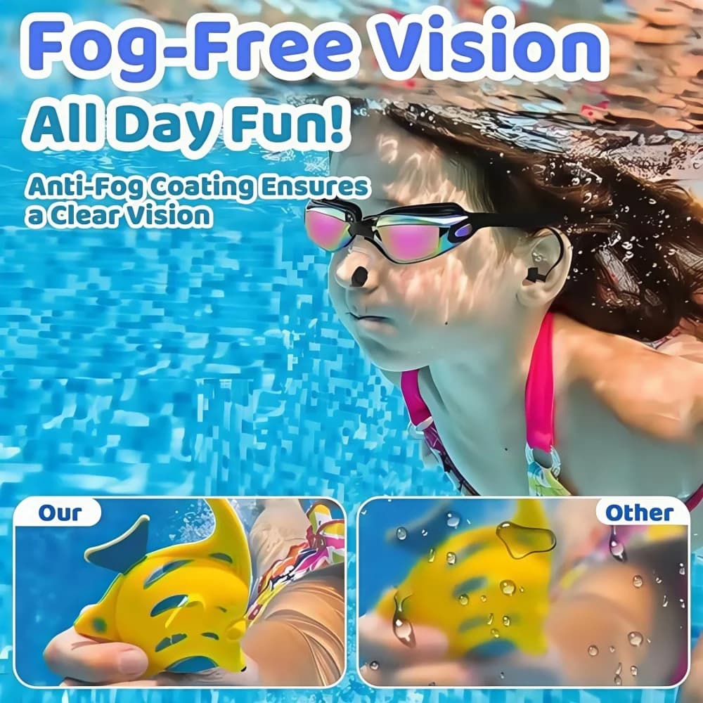 Lunettes natation enfants 2-14 ans silicone qualité anti UV400 protection verres clairs set