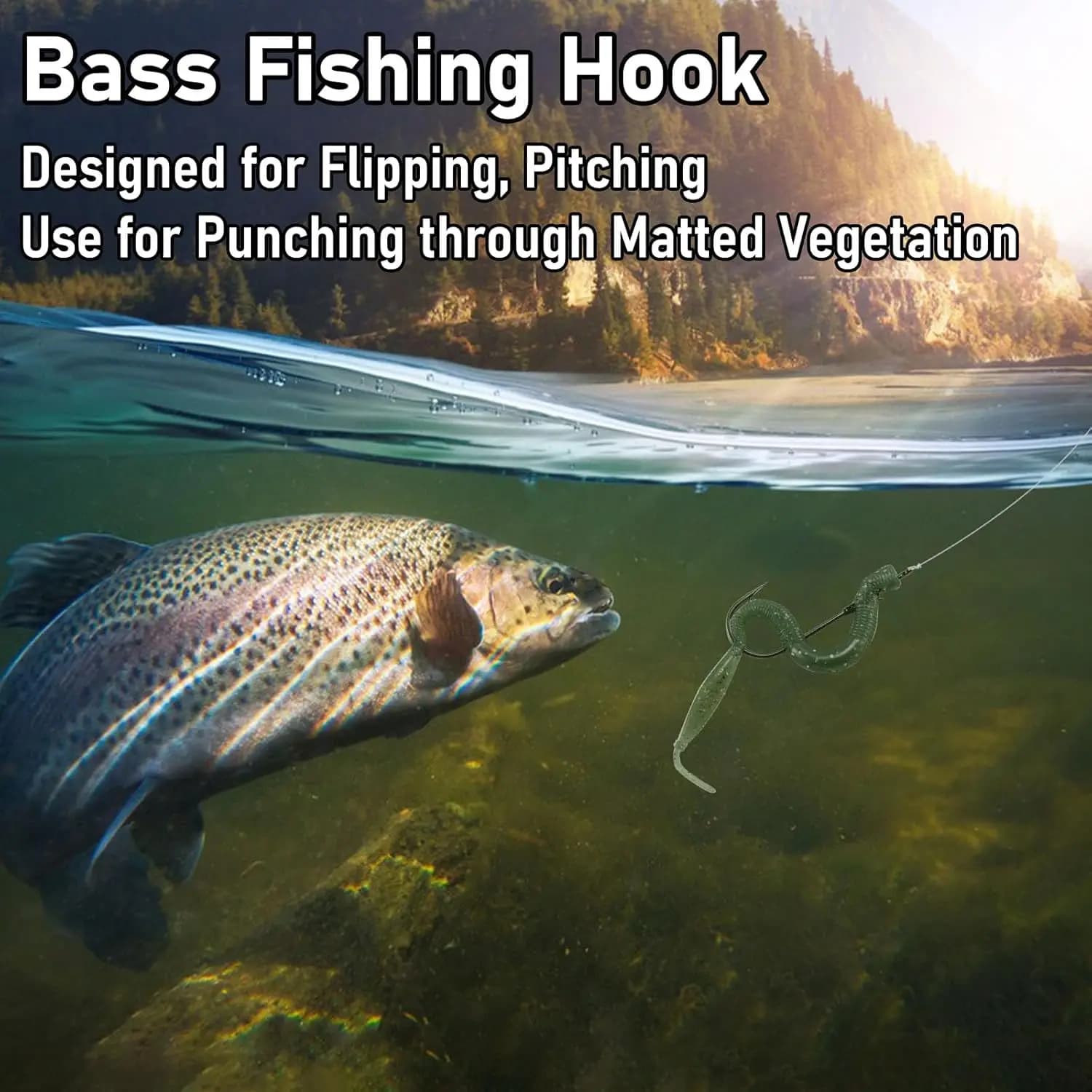 Hameçon pêche leurre ver pour bass en acier haute carbone 9KM, idéal flipping punching pitching Texas