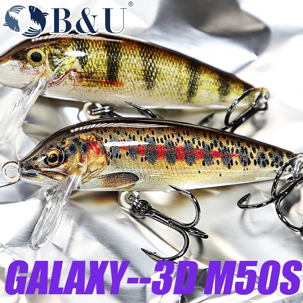 Leurre B&U Sinking Minnow Wobblers pour pêche de la perche, brochet, truite et black bass - Appât dur jerkbait