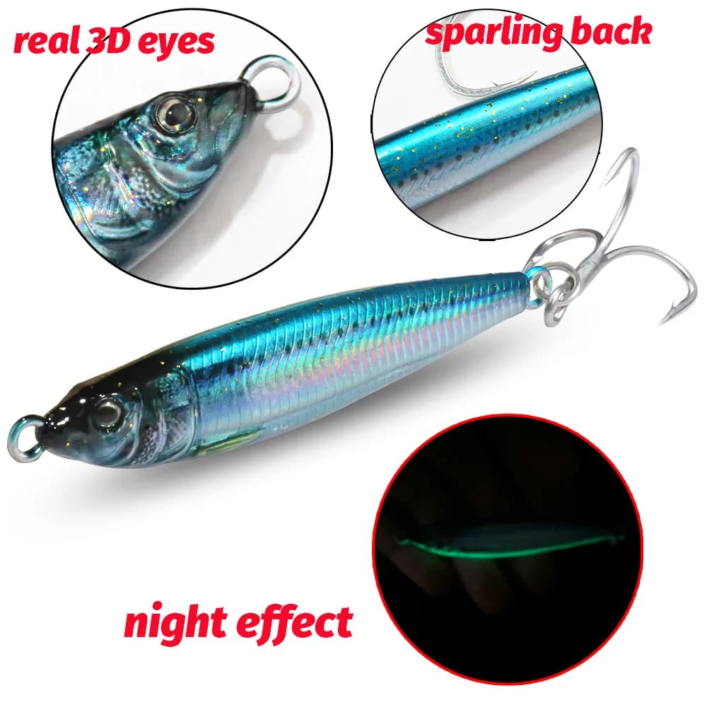 Leurre métal jig GOBAIT 20-40g avec œil 3D laser - spinner spoon vibrant pour pêche spinning