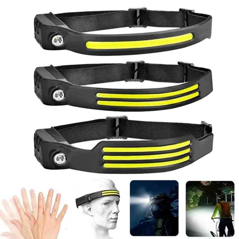 Lampe frontale LED COB à induction 5 modes - Rechargeable USB étanche pour pêche et camping