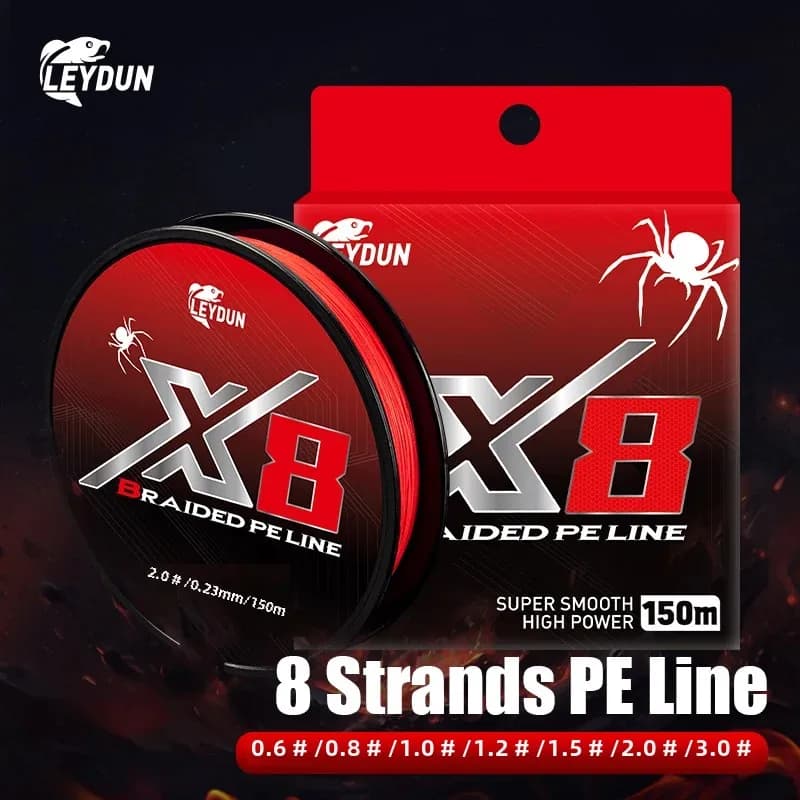 LEYDUN fil pêche rouge 8 brins PE tressé 150m Japon lisse multifilament pour carpe et mouche