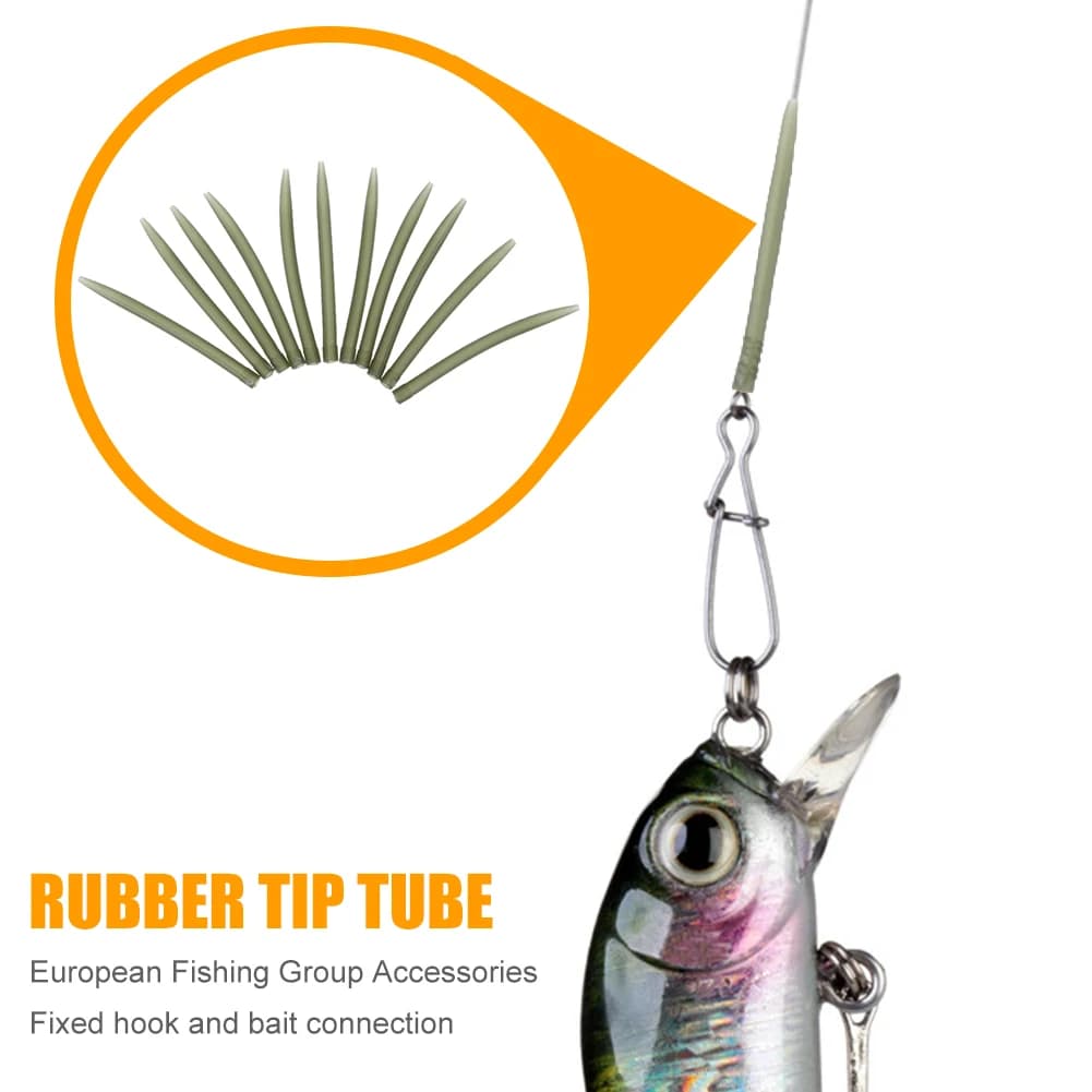 Accessoires Pêche Carpe 20-100PCS Quick Change Swivel Tail Rubber Anti Tangle Sleeves et Lead Clip