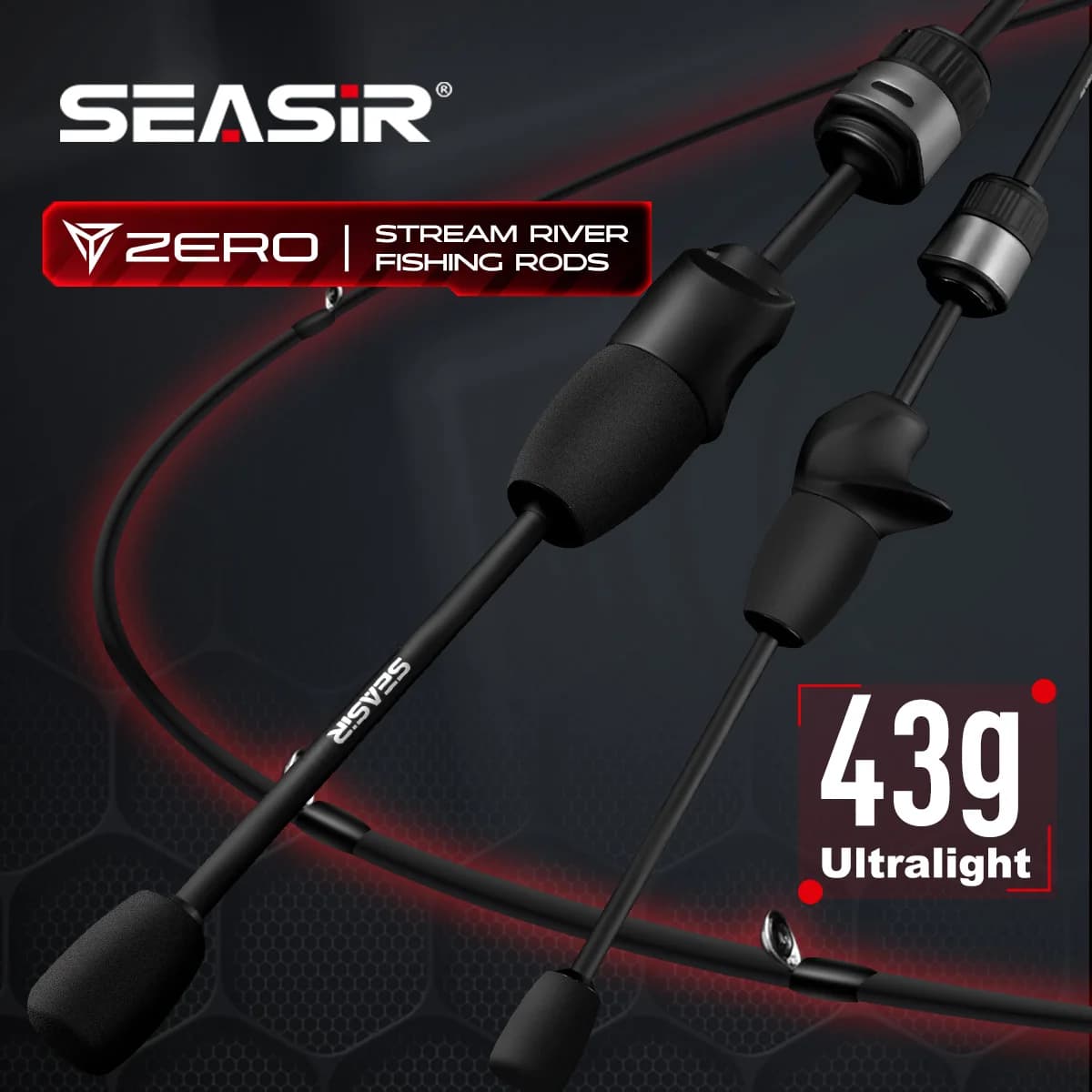 Canne BFS ultralight Seasir Zero 43g fibre carbone 1.53M pour leurres 1.5-6g pêche rivière