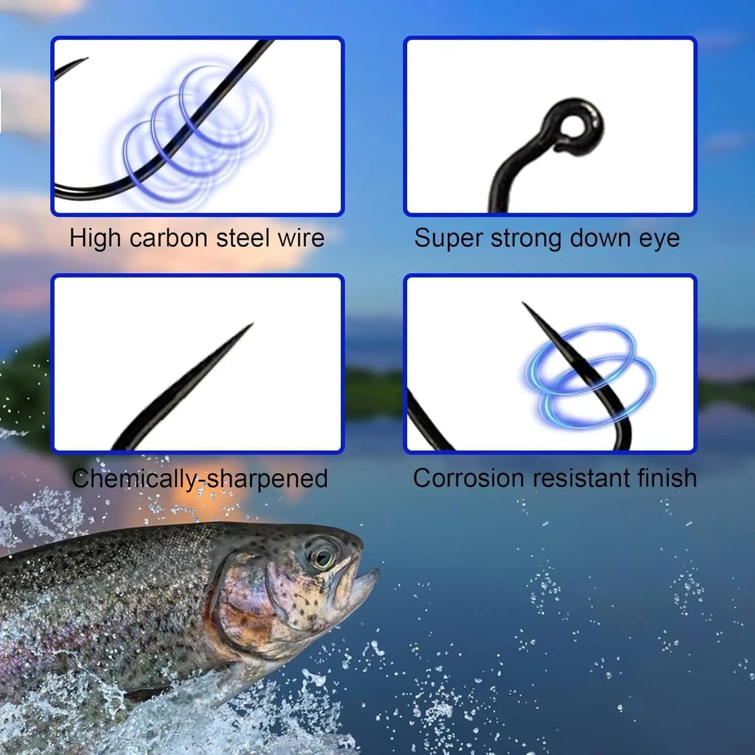 Hameçons sans ardillon Eupheng 100pcs compétition pêche sèche - Nymphes, pupes et larves