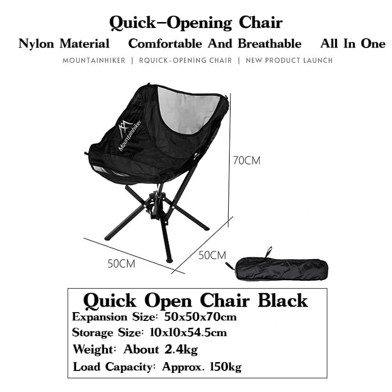 Chaise pliante super résistante MOUNTAINHIKER portable pour camping plage randonnée pêche et pique-nique
