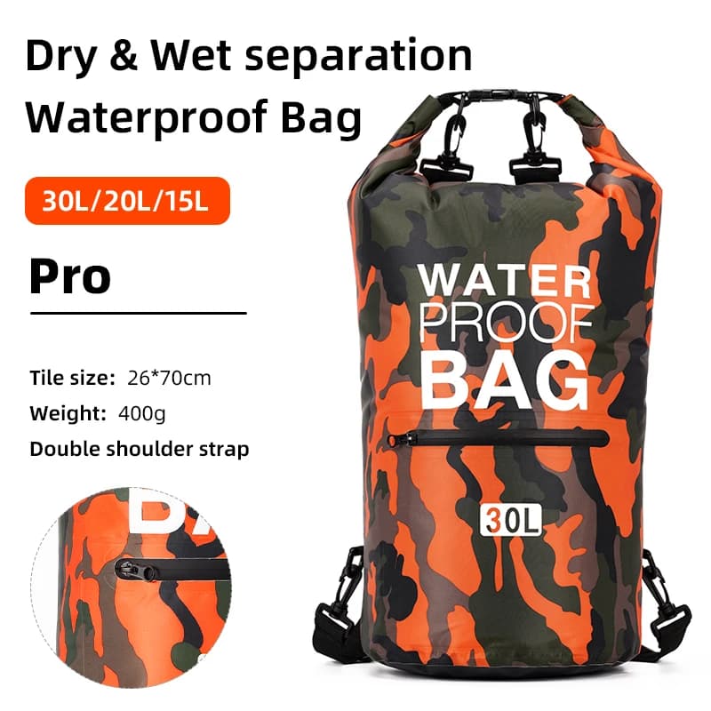 Sac à dos étanche 30L 15L poche séparation humide kayak bateau natation sports extérieurs XAZ9
