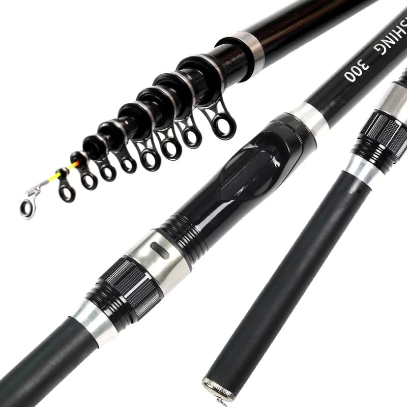 Canne télescopique BAKAWA carbone pêche rocheuse 1.5-3m, siège moulinet, voyage pêche carpe et carnassiers