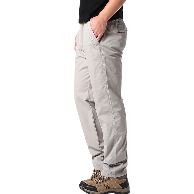 Pantalon été homme coton léger pêche élastique taille loose sport outdoor couleur unie