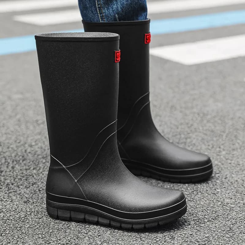 Bottes de pluie homme hautes épaisses antidérapantes PVC pour pêche toutes saisons
