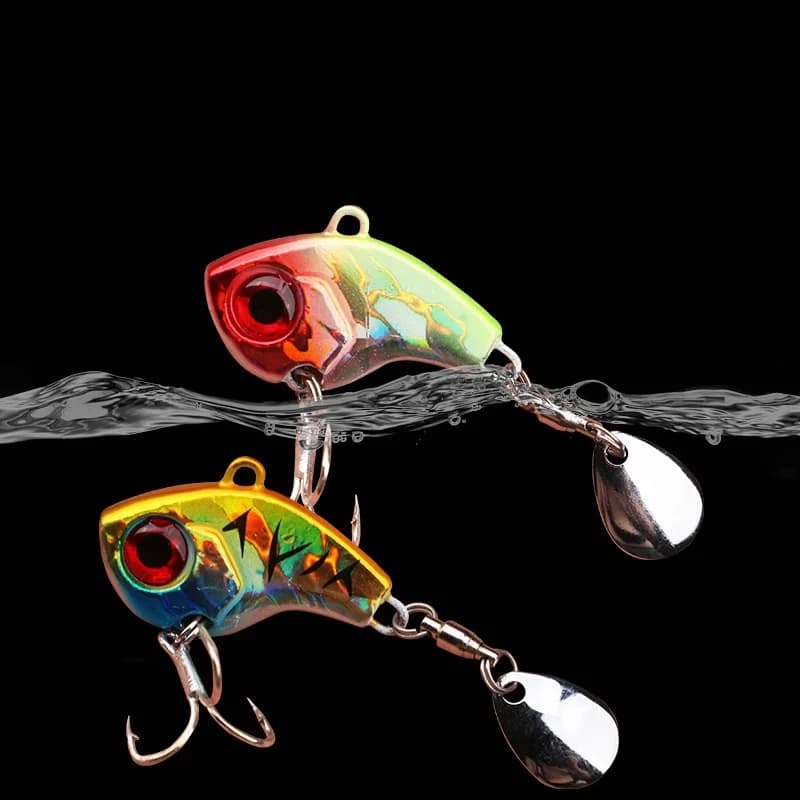 Set de 5 leurres métalliques vibrants pour pêche en mer : cuillers tournantes, spinnerbaits et leurres durs