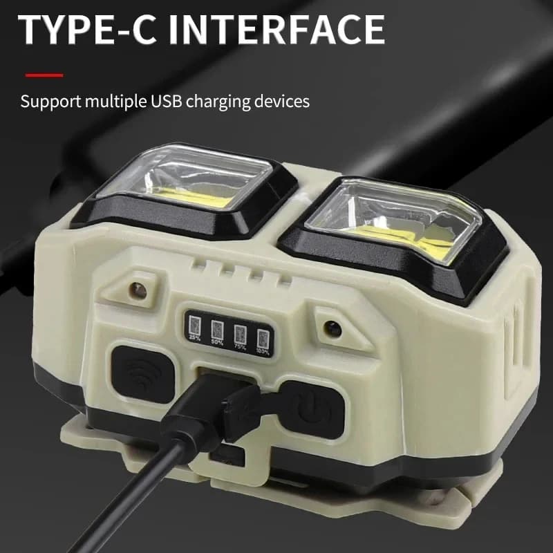 Lampe frontale COB HOMEFISH rechargeable USB pêche extérieure - Éclairage puissant camping