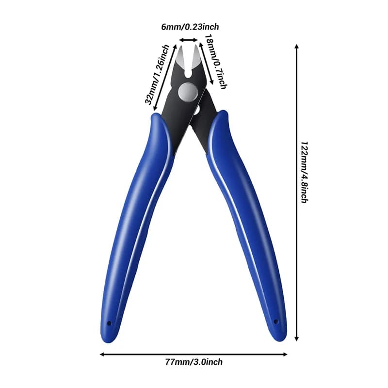 Pince acier carbone coupe-câble électrique - Pince coupante latérale flush pour câbles et fils électricien bleue