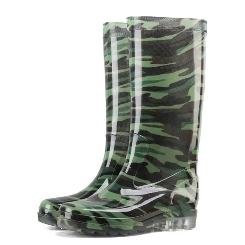 Bottes de pluie camouflage tube haut adulte waterproof antidérapantes pêche chaussures aquatiques camouflage