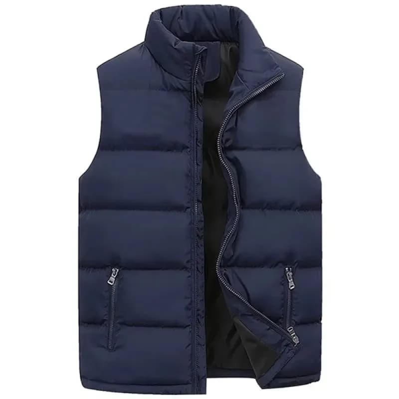Veste sans manches imperméable hiver homme, col montant et fermeture éclair pour pêche en automne
