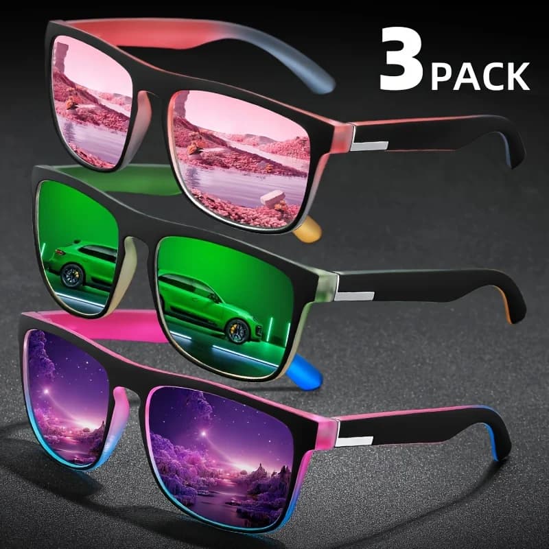 Lunettes de soleil polarisées carrées dégradé multicolore UV400 - idéales pêche
