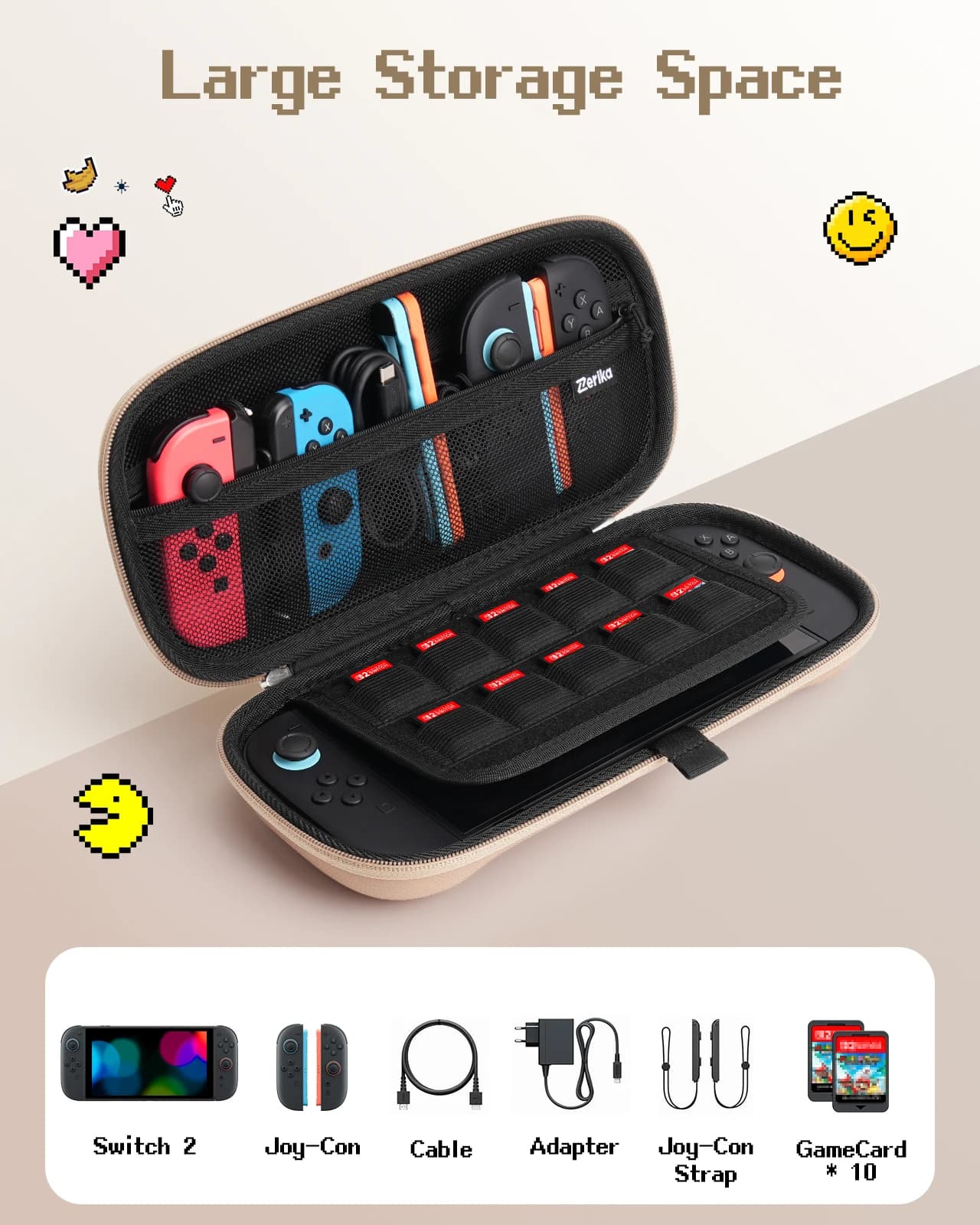 Étui de transport Nintendo Switch 2 et OLED anti-rayures étanche avec 10 emplacements cartes