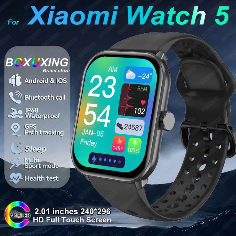Montre Xiaomi Watch 5 AMOLED GPS étanche - Smartwatch sportif pour pêcheurs globetrotters