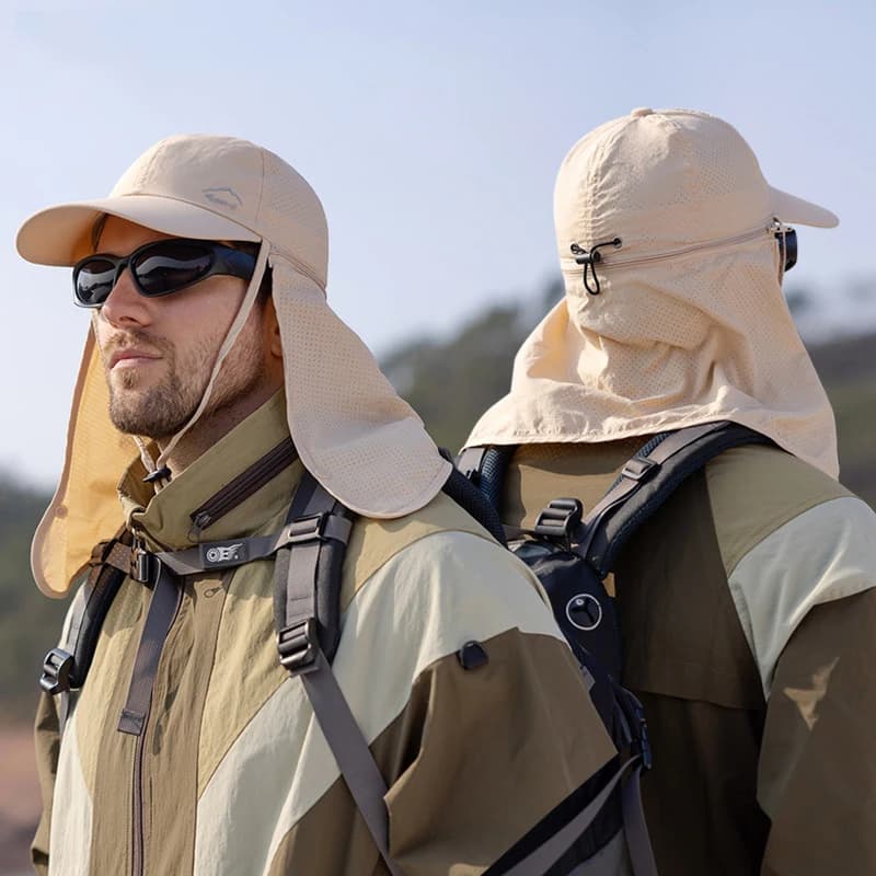 Chapeau de soleil unisexe avec châle - Léger pour pêche sportive et protection solaire