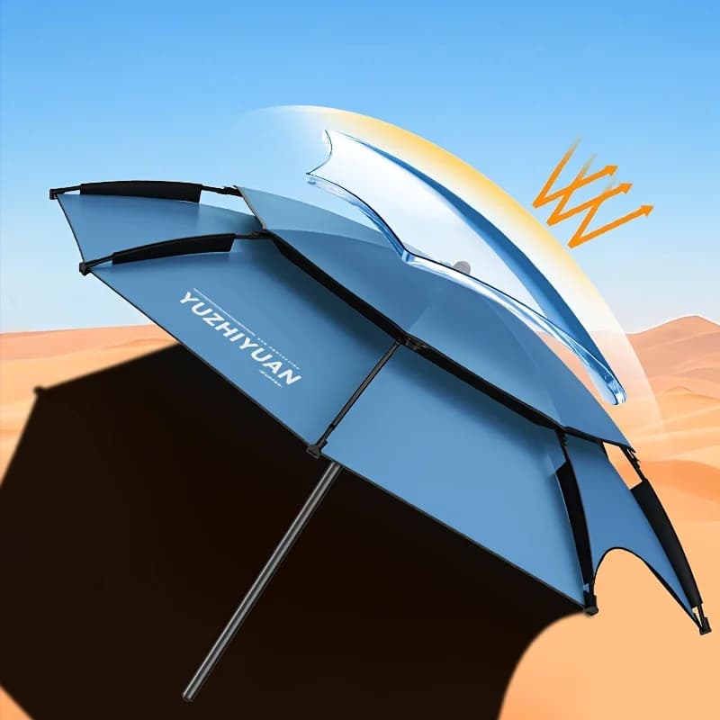 Grand parapluie pêche plage patio pliable UV imperméable anti-vent avec pied stable