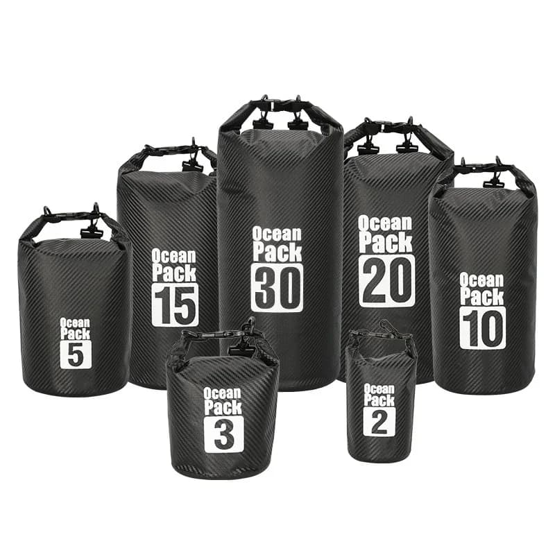 Sac étanche fibre carbone 2L à 30L flottant pêche rafting natation navigation équipement sec