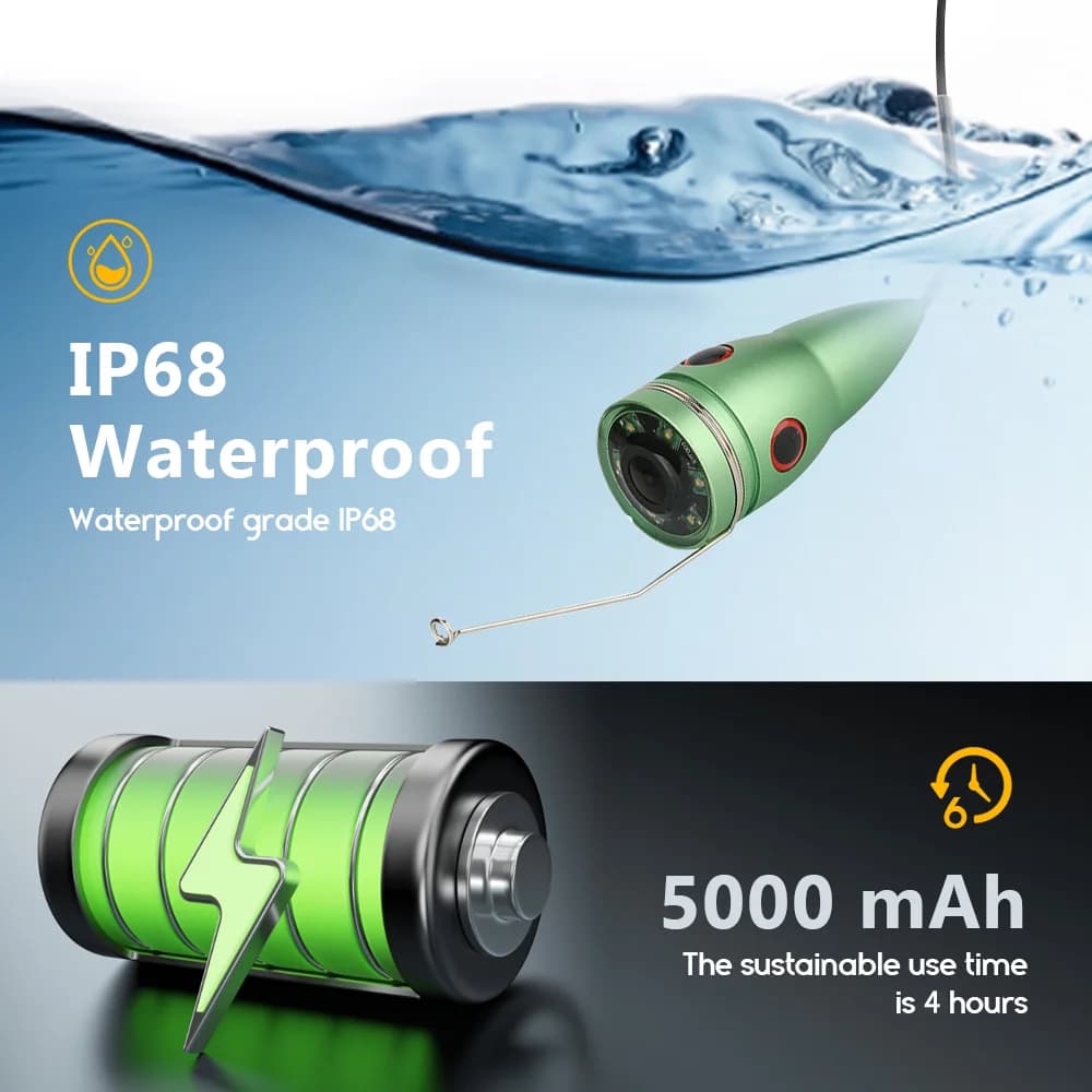 Détecteur poissons hiver GAMWATER 4.3" 1000TVL 6 LEDs vision nocturne - Caméra pêche glace/mer/rivière