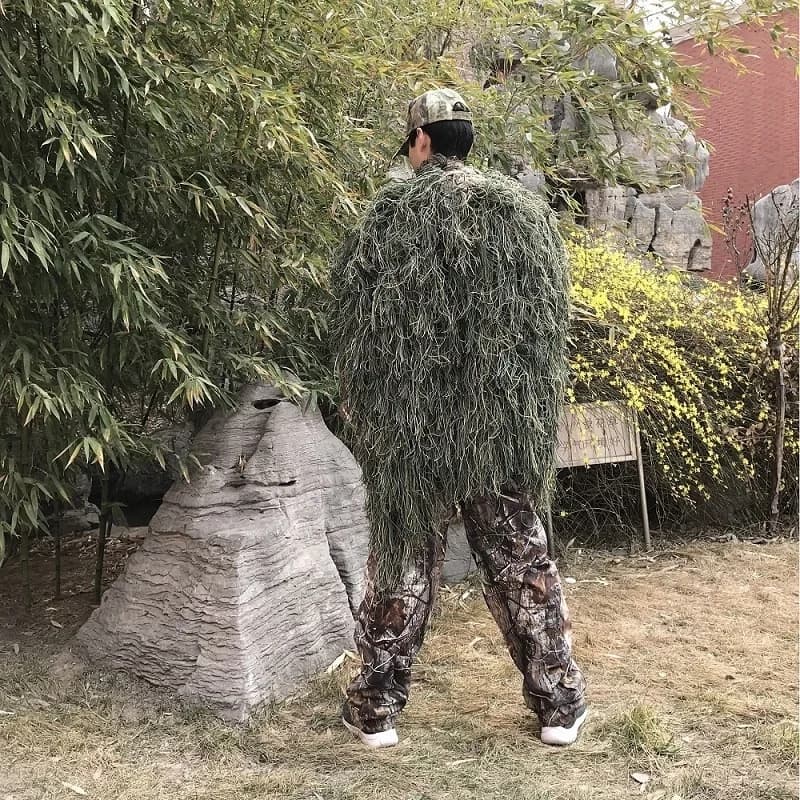 Couverture camouflage Ghillie 80x90cm pour pêche à l'affût - Tissu tricoté main naturel