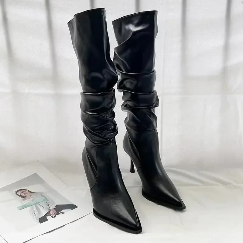 Bottes longues hiver sexy talons aiguilles pointues - Bottes genou élégantes pêche femmes