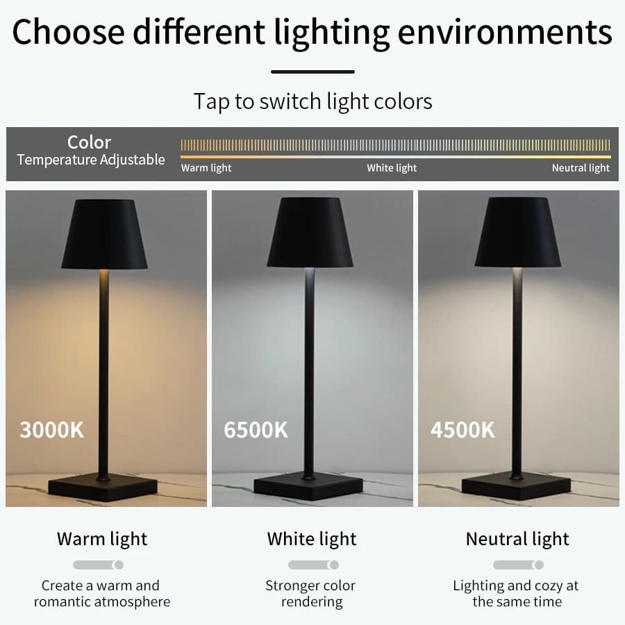 Lampe de table rechargeable LED 3 niveaux pour cabane pêche - Éclairage ambiant bureau club décoration